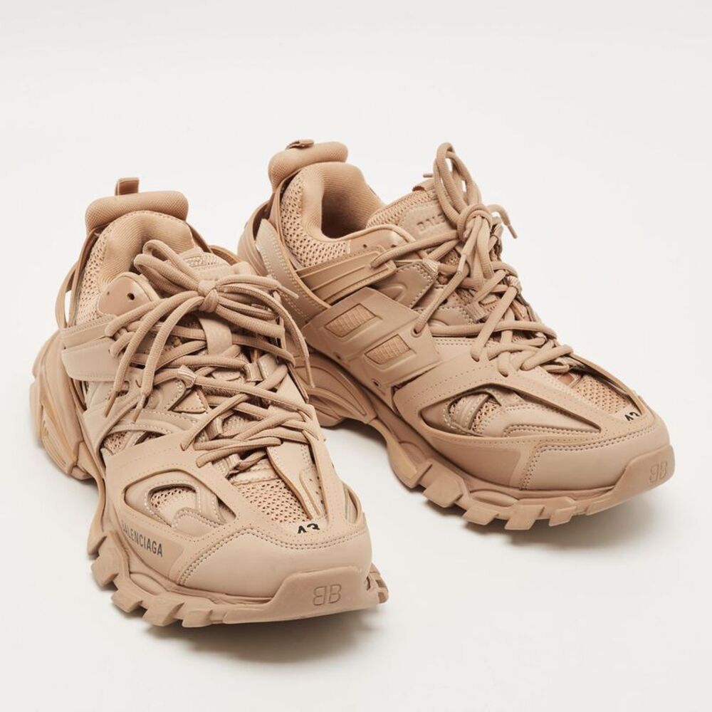 Balenciaga Track Size 43 Beige Faux Leather And Mesh Lace Up Sneakers - Picture 4 of 7